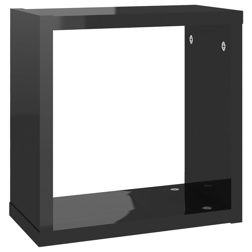 Wall Cube Shelves 6 pcs High Gloss Black 30x15x30 cm