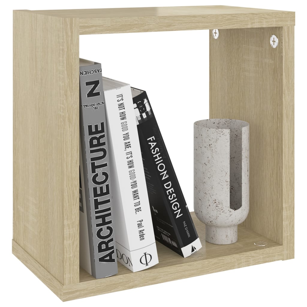 Wall Cube Shelves 6 pcs White and Sonoma Oak 26x15x26 cm