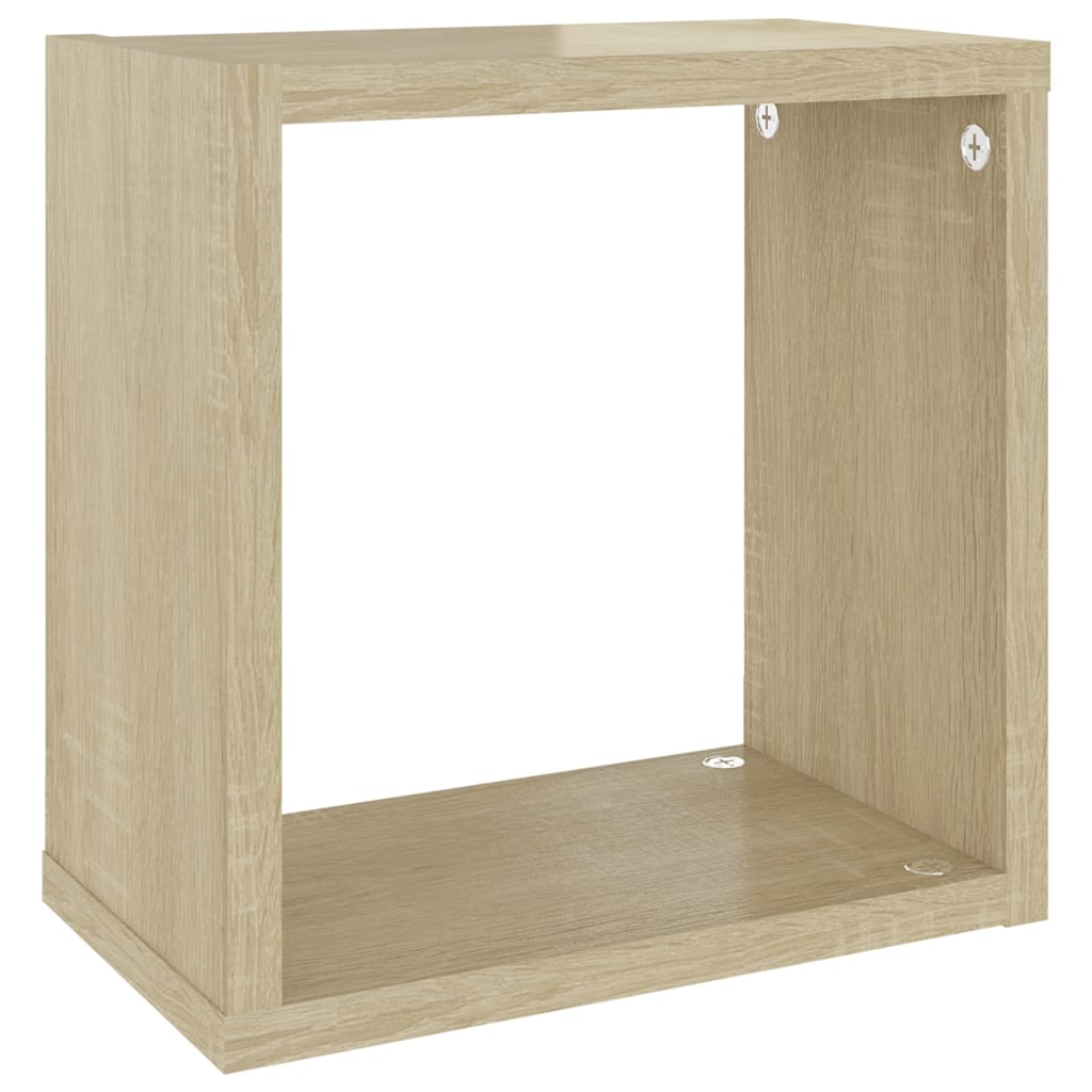 Wall Cube Shelves 6 pcs White and Sonoma Oak 26x15x26 cm