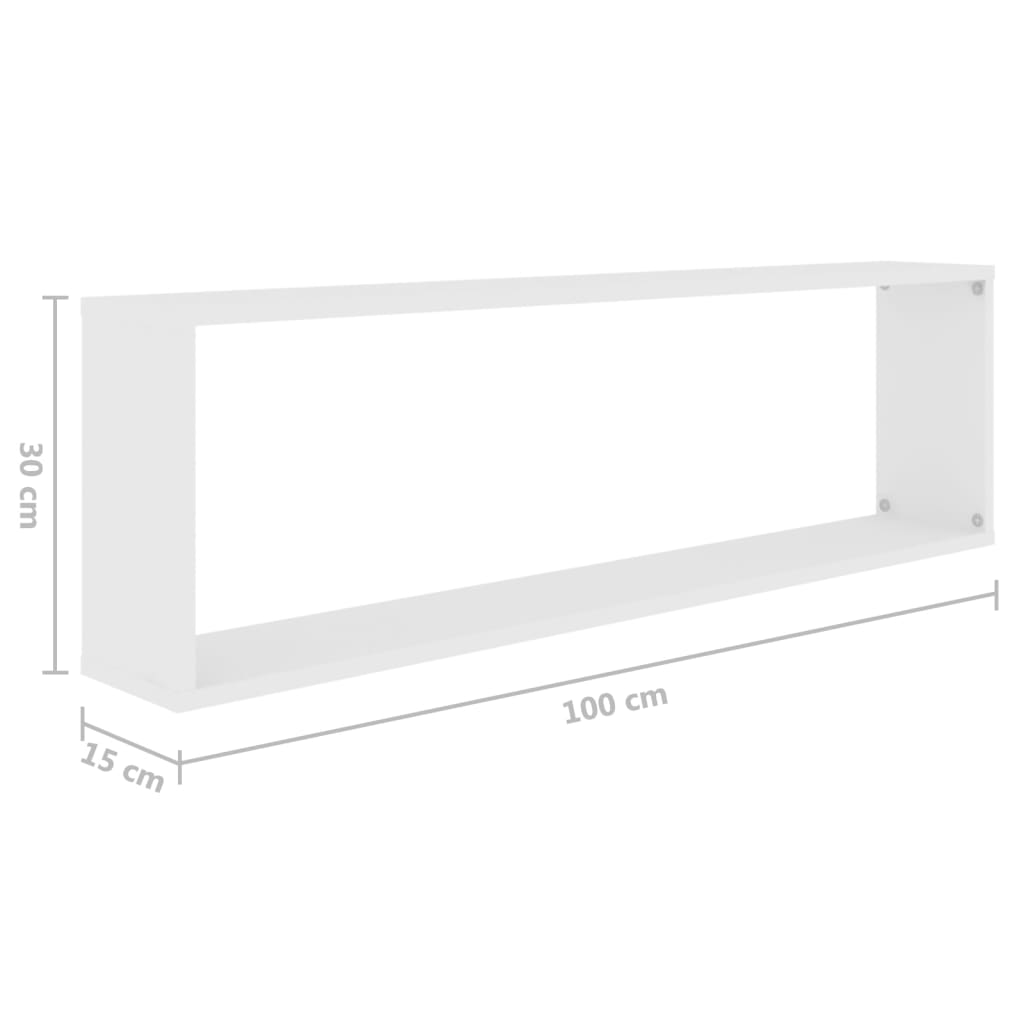 Wall Cube Shelves 4 pcs White 100x15x30 cm Engineered Wood