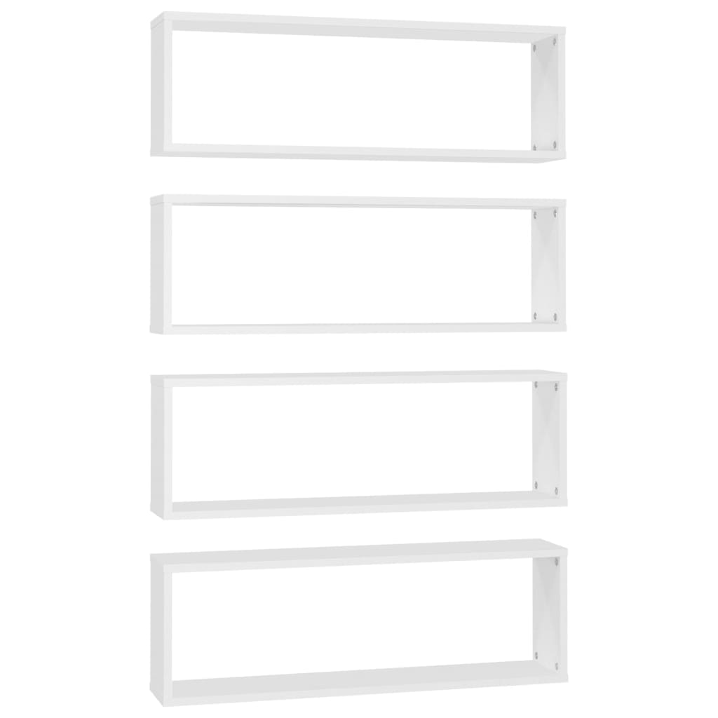 Wall Cube Shelves 4 pcs White 80x15x26.5 cm Engineered Wood