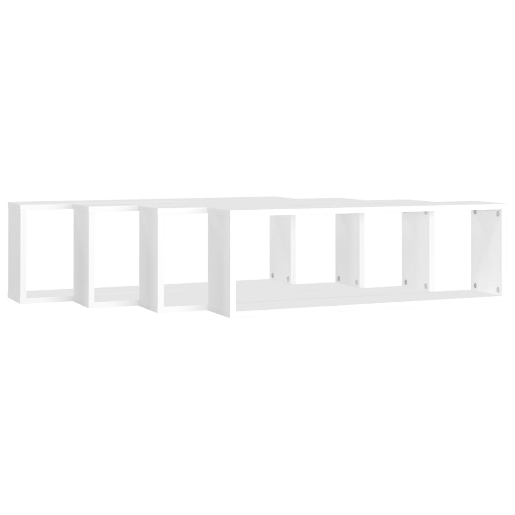 Wall Cube Shelves 4 pcs White 80x15x26.5 cm Engineered Wood