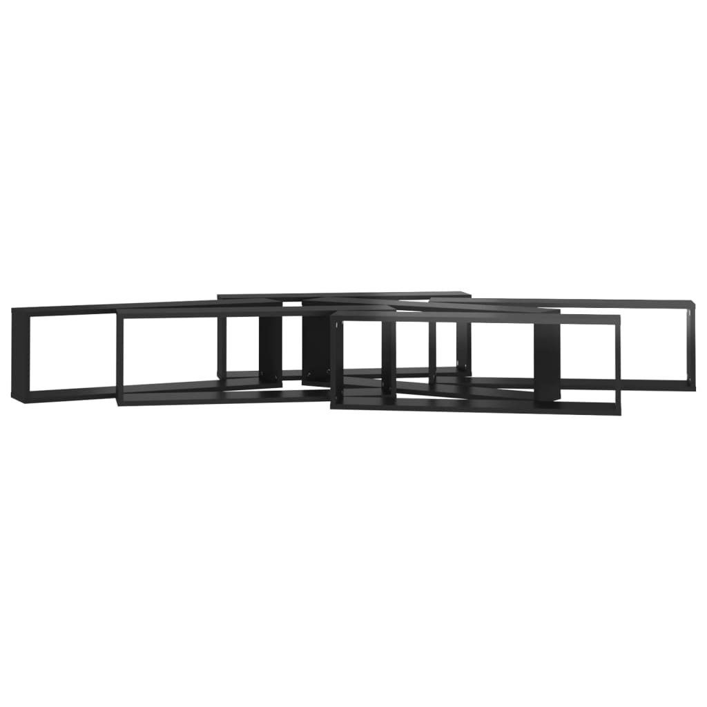 Wall Cube Shelves 6 pcs High Gloss Black 80x15x26.5cm Engineered Wood