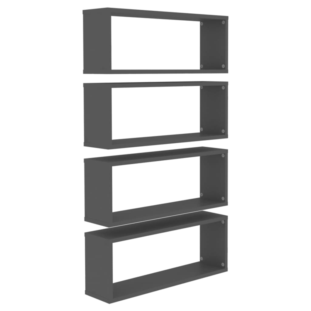 Wall Cube Shelves 4 pcs Grey 60x15x23 cm Engineered Wood