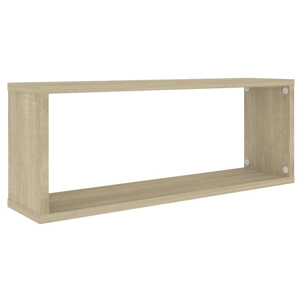 Wall Cube Shelves 2 pcs White and Sonoma Oak 60x15x23 cm Engineered Wood