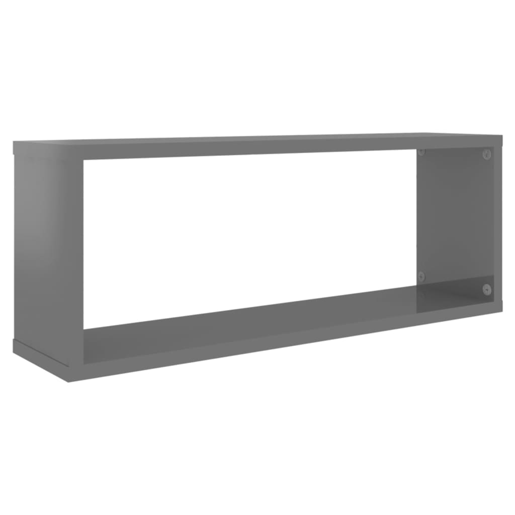 Wall Cube Shelves 4 pcs High Gloss Grey 60x15x23 cm Engineered Wood