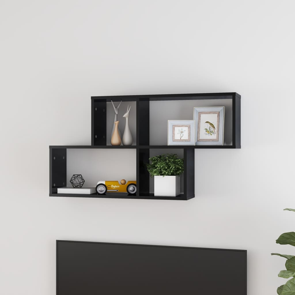 Wall Shelf High Gloss Black 100x18x53 cm Engineered Wood