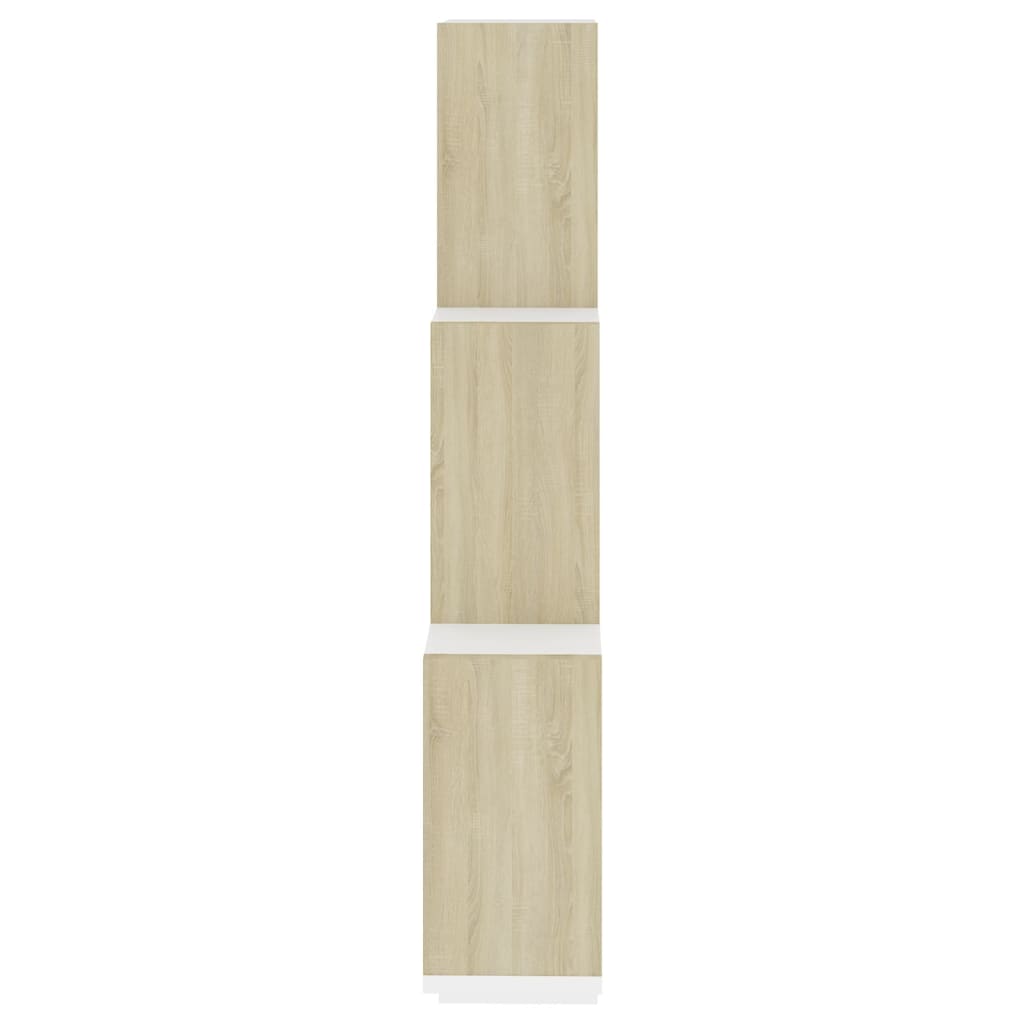 Wall Cube Shelf White and Sonoma Oak 78x15x93 cm Engineered Wood