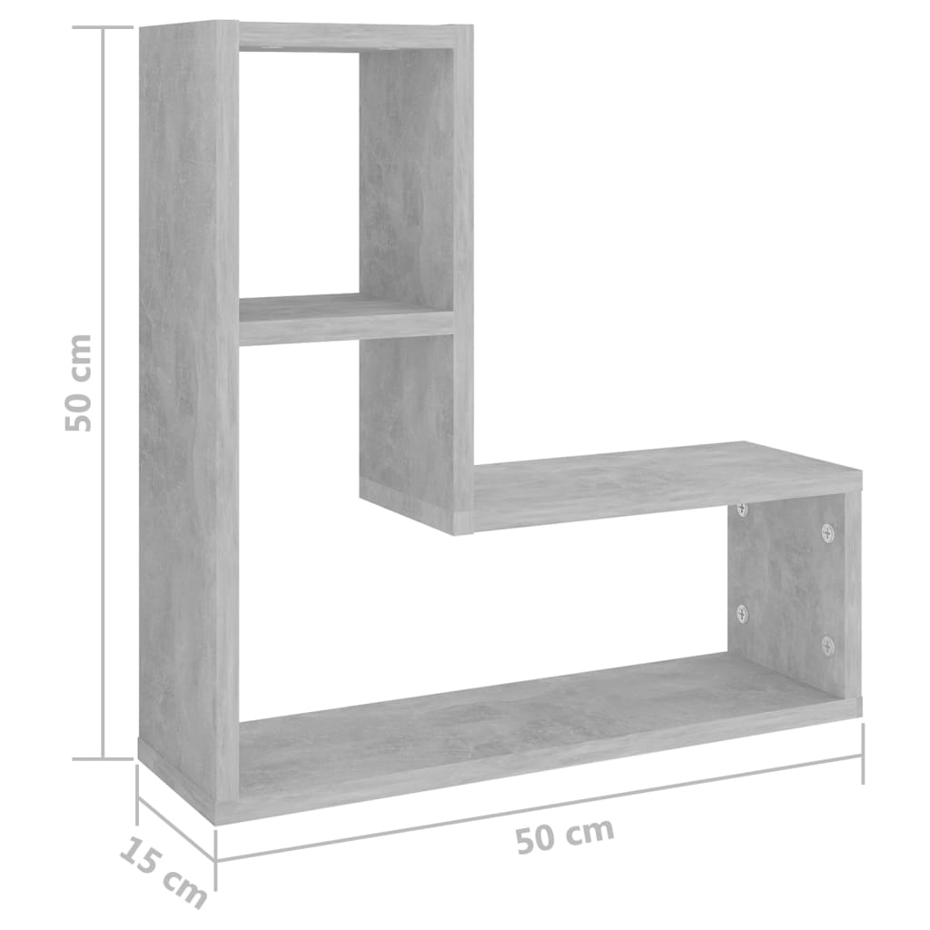 Wall Shelves 2 pcs Concrete Grey 50x15x50 cm Engineered Wood