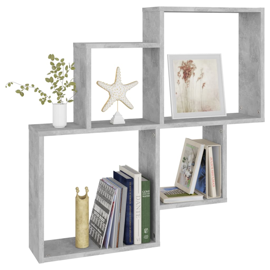 Wall Cube Shelf Concrete Grey 80x15x78.5 cm Engineered Wood