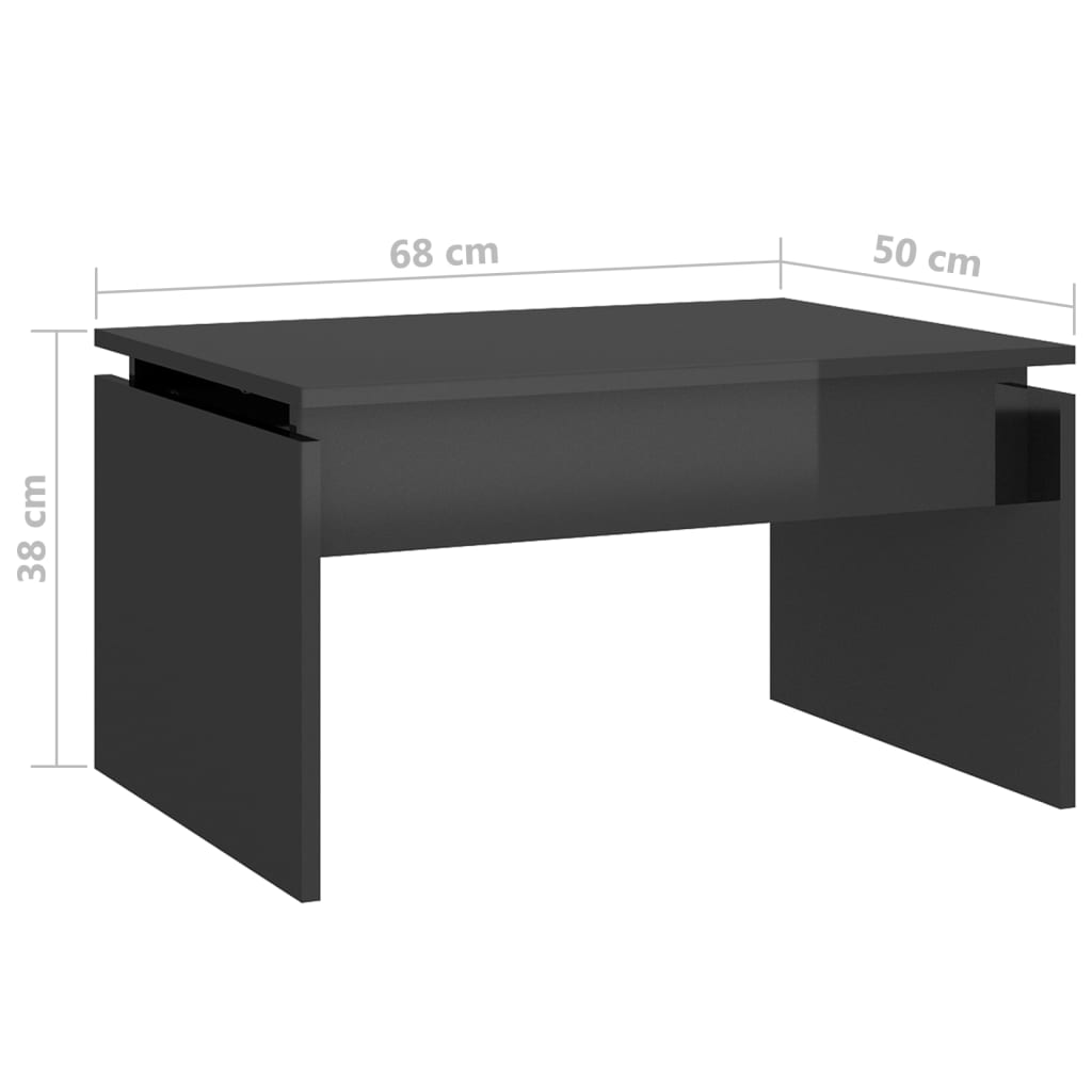 Coffee Table High Gloss Grey 68x50x38 cm Engineered Wood