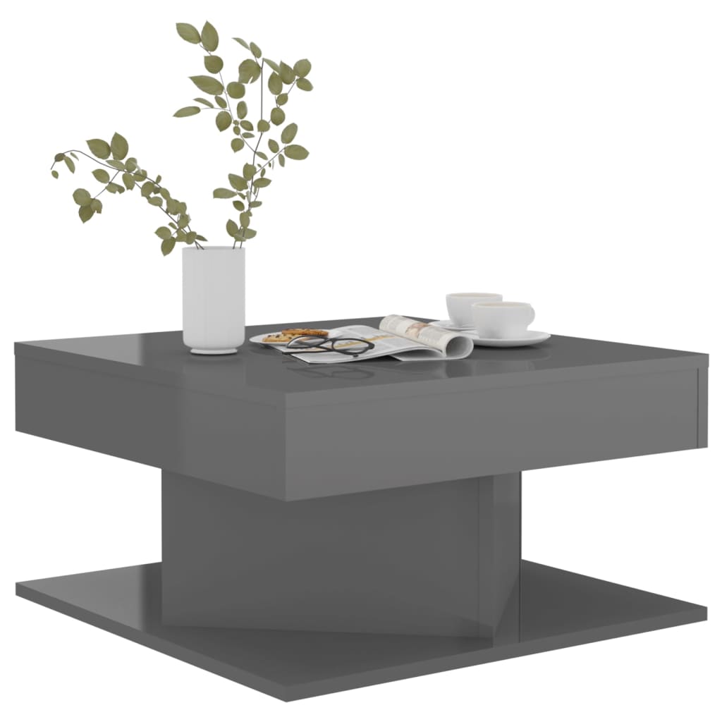 Coffee Table High Gloss Grey 57x57x30 cm Engineered Wood