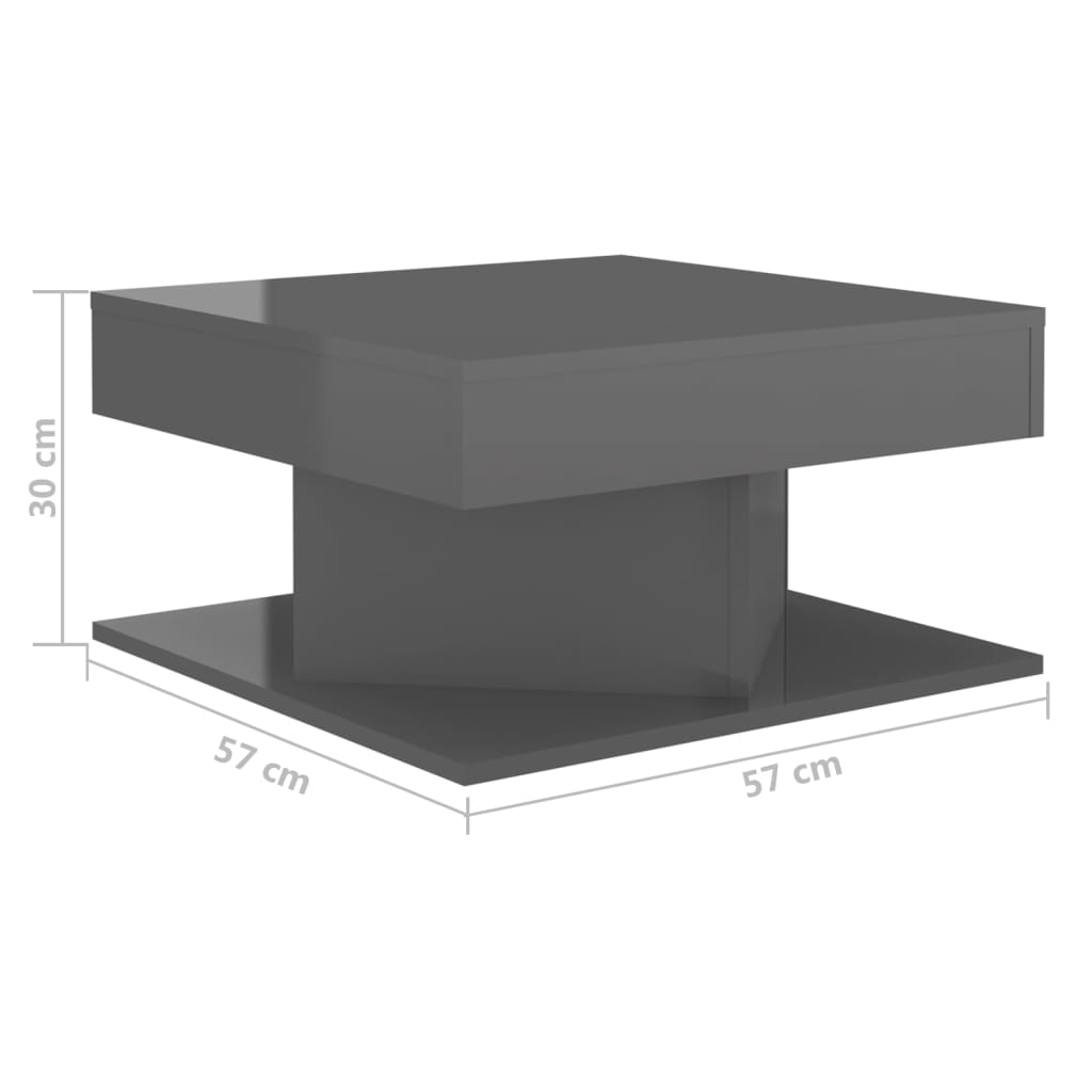 Coffee Table High Gloss Grey 57x57x30 cm Engineered Wood