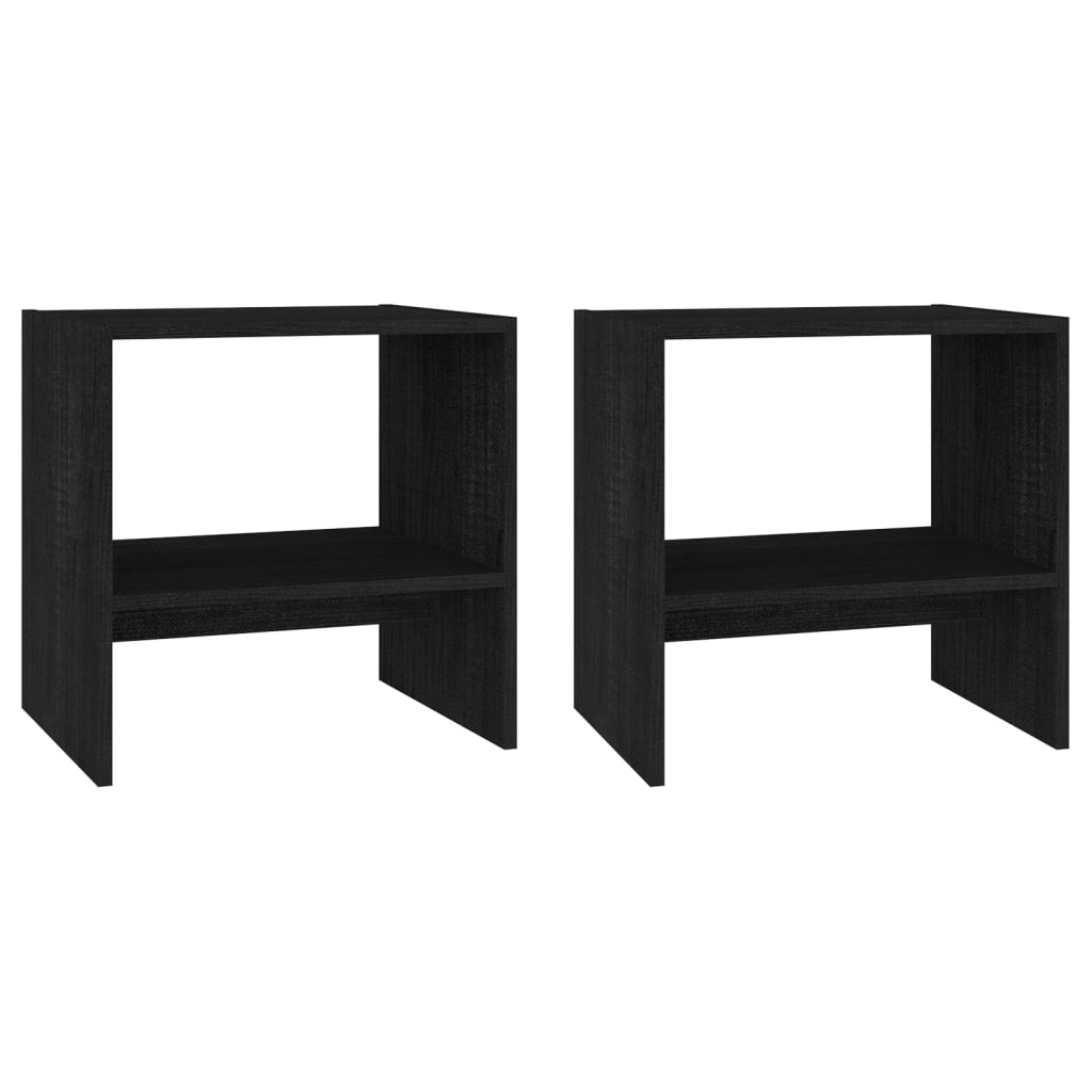 Bedside Cabinets 2 pcs Black 40x30.5x40 cm Solid Pinewood