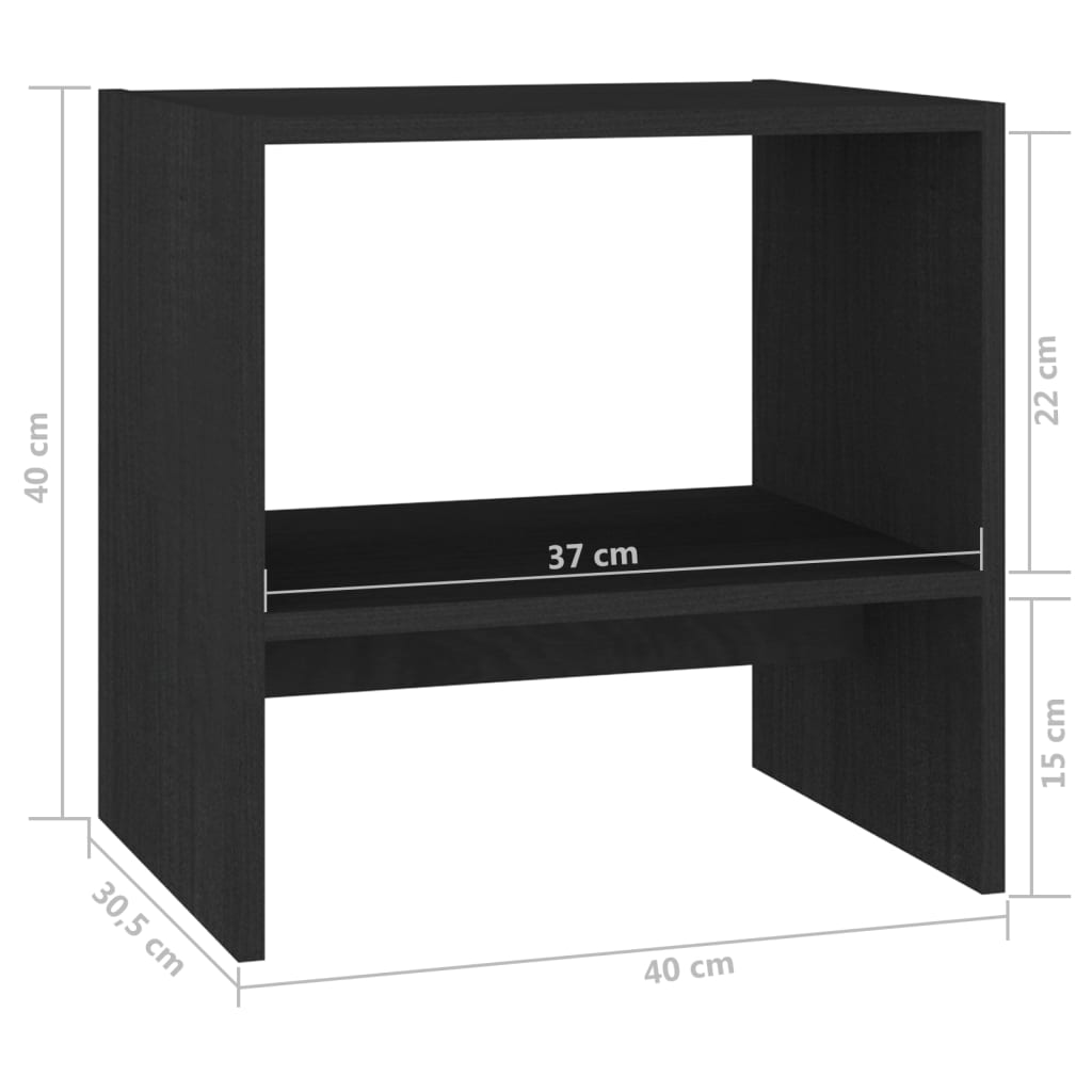 Bedside Cabinets 2 pcs Black 40x30.5x40 cm Solid Pinewood