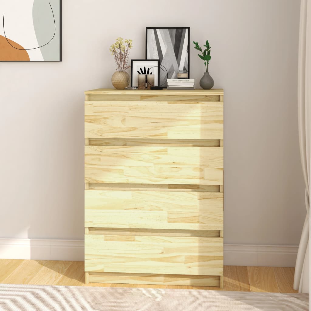 Side Cabinet 60X36X84 Cm Solid Pinewood