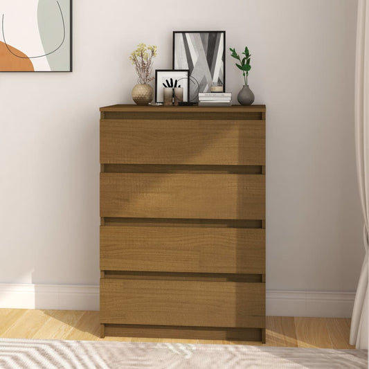 Side Cabinet Honey Brown 60X36X84 Cm Solid Pinewood