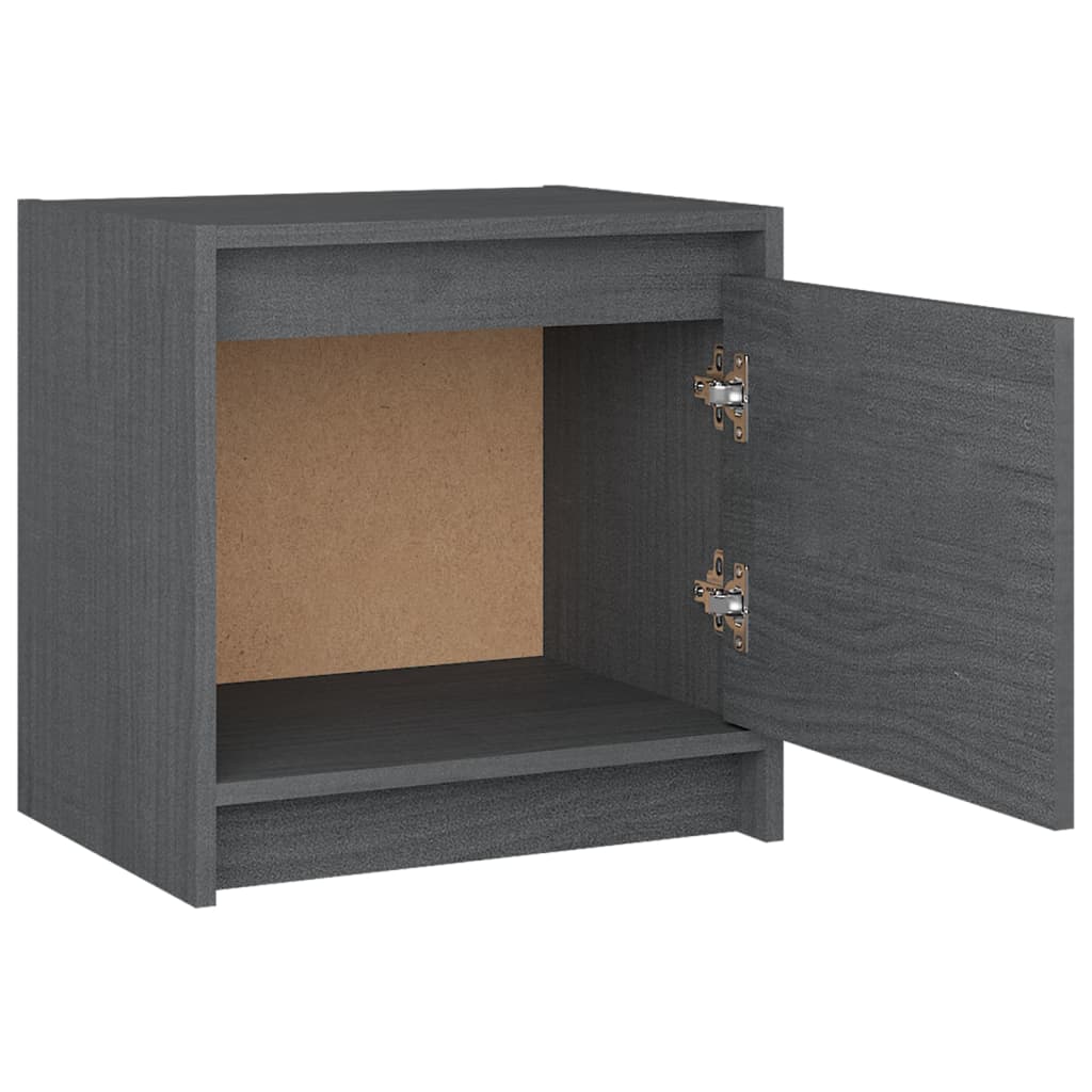 Bedside Cabinets 2 pcs Grey 40x30.5x40 cm Solid Pinewood