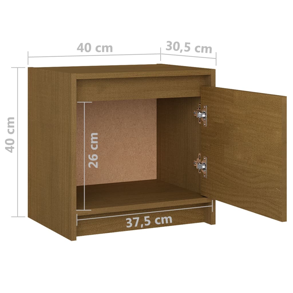 Bedside Cabinet Honey Brown 40x30.5x40 cm Solid Pinewood