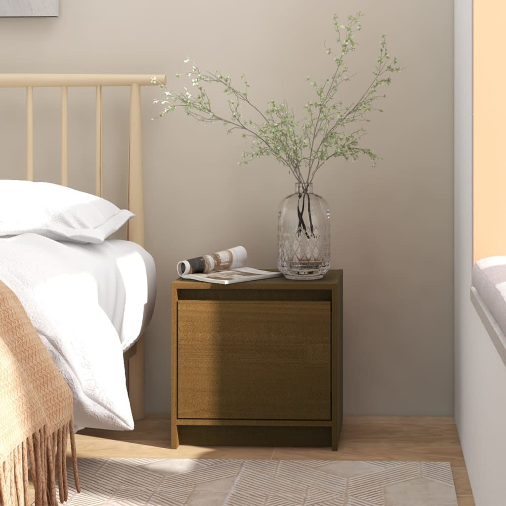 Bedside Cabinet Honey Brown 40x30.5x40 cm Solid Pinewood