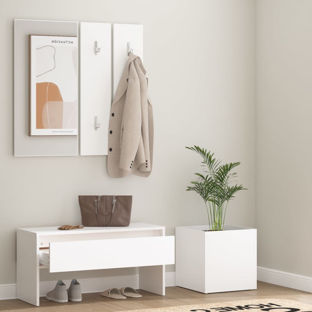 Hallway Furniture Set White Engineered Wood