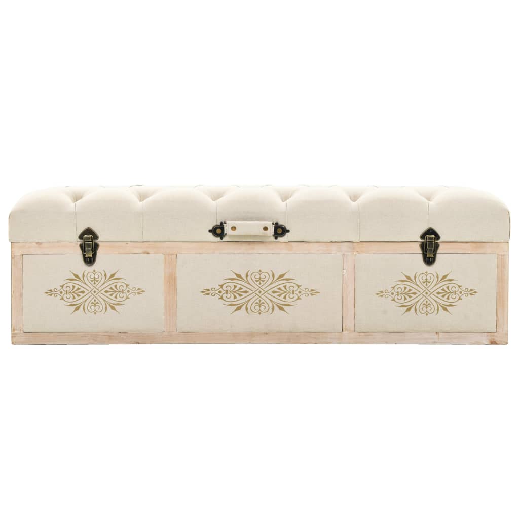 Storage Bench 110 Cm Cream Solid Firwood And Fabric