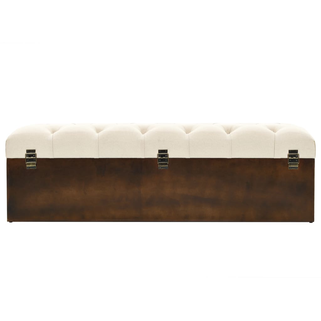 Storage Bench 110 Cm Cream Solid Firwood And Fabric