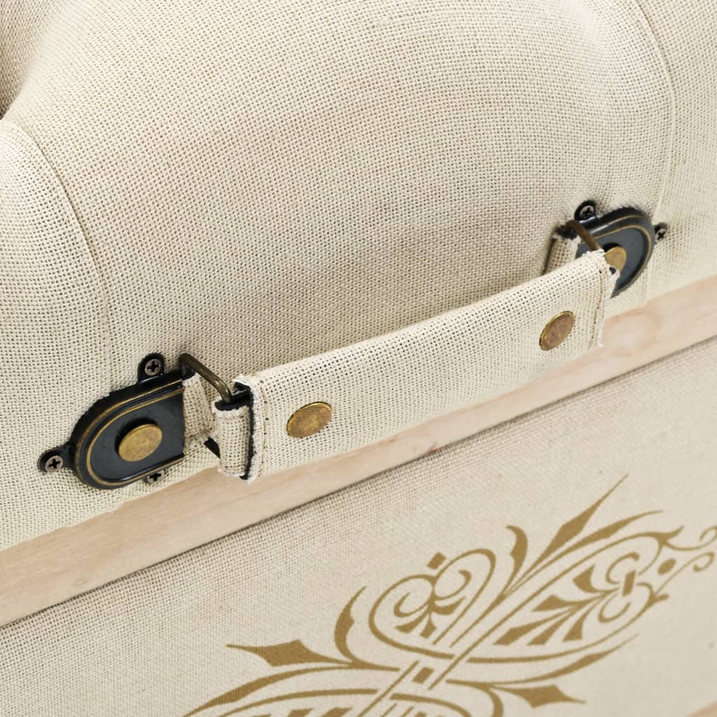 Storage Bench 110 Cm Cream Solid Firwood And Fabric