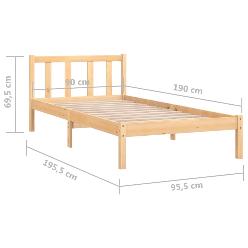 Bed Frame Solid Wood Pine 92X187 Cm Single Size