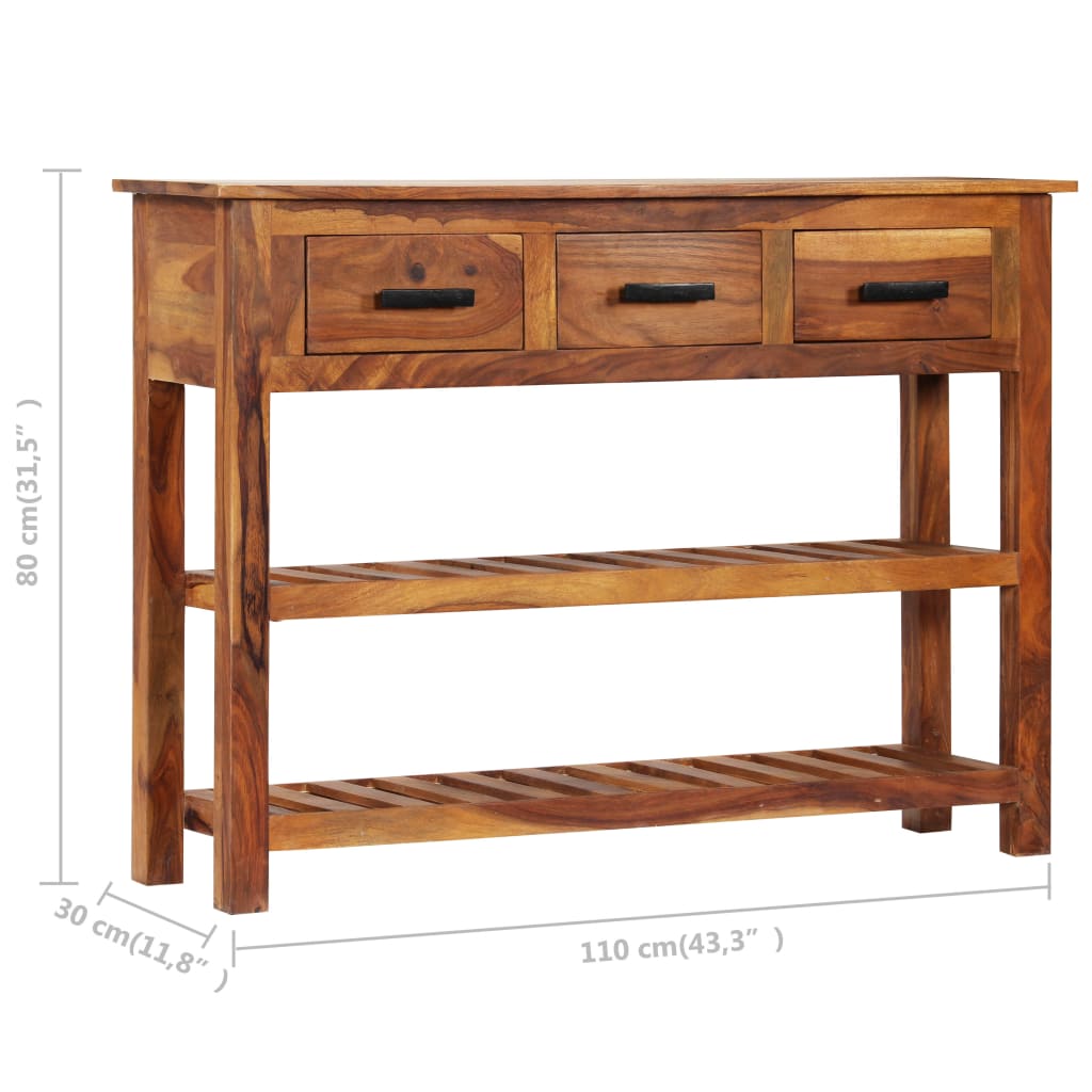 Sideboard With 3 Drawers 110X30X80 Cm Solid Wood Acacia