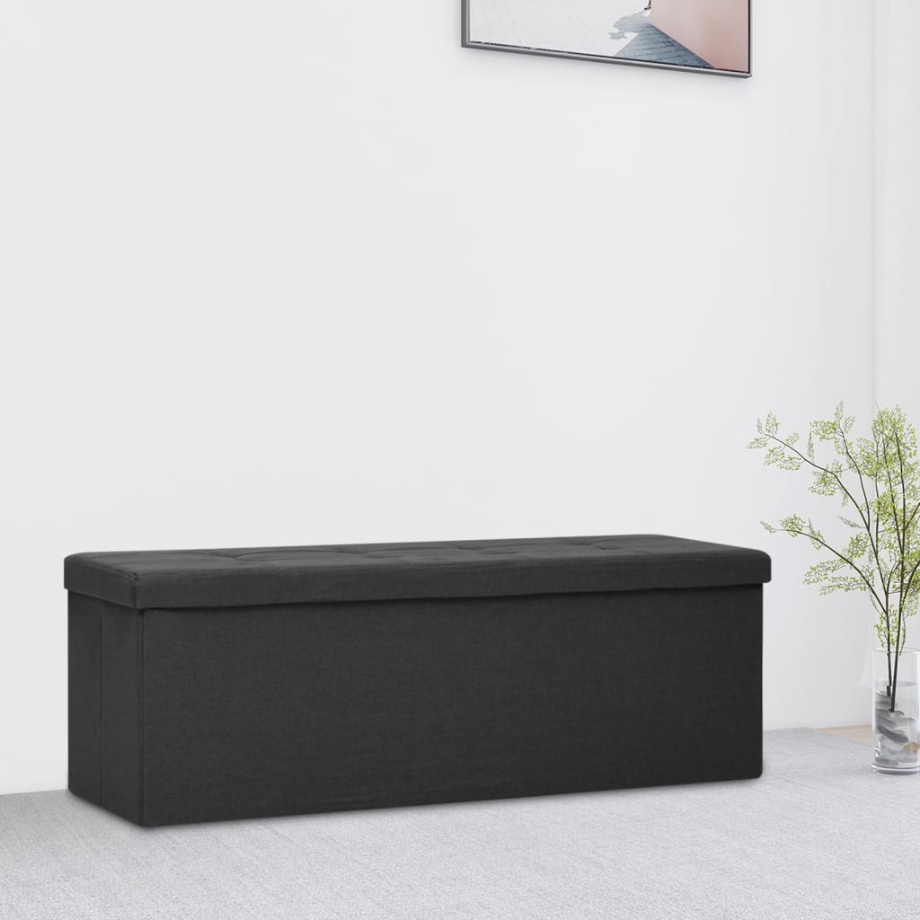 Storage Bench Foldable Faux Linen