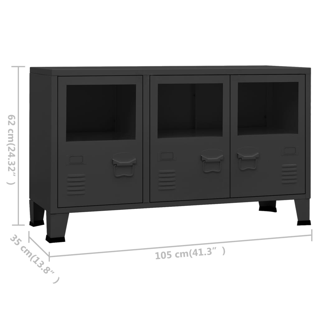 Industrial Sideboard 05X35X62 Cm Metal And Glass