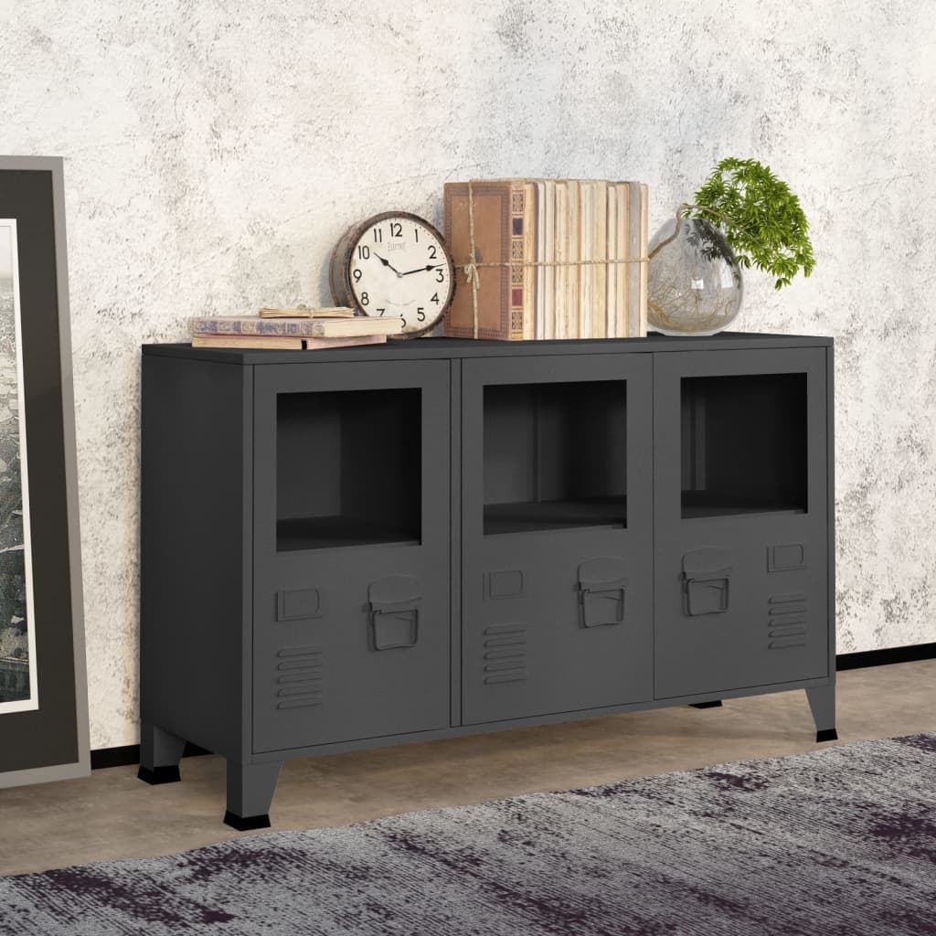 Industrial Sideboard 05X35X62 Cm Metal And Glass