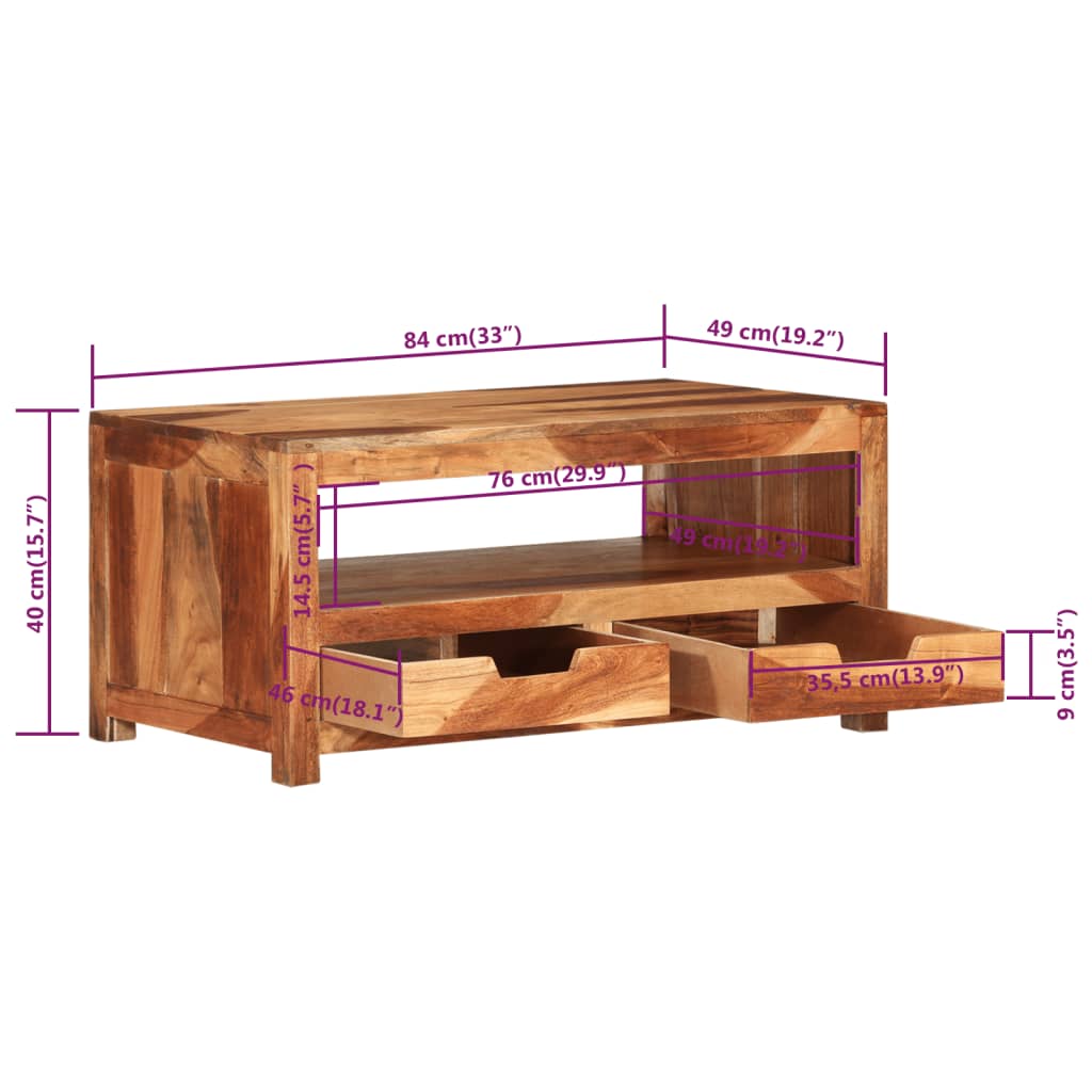 Coffee Table 84x49x40 cm Solid Wood Acacia