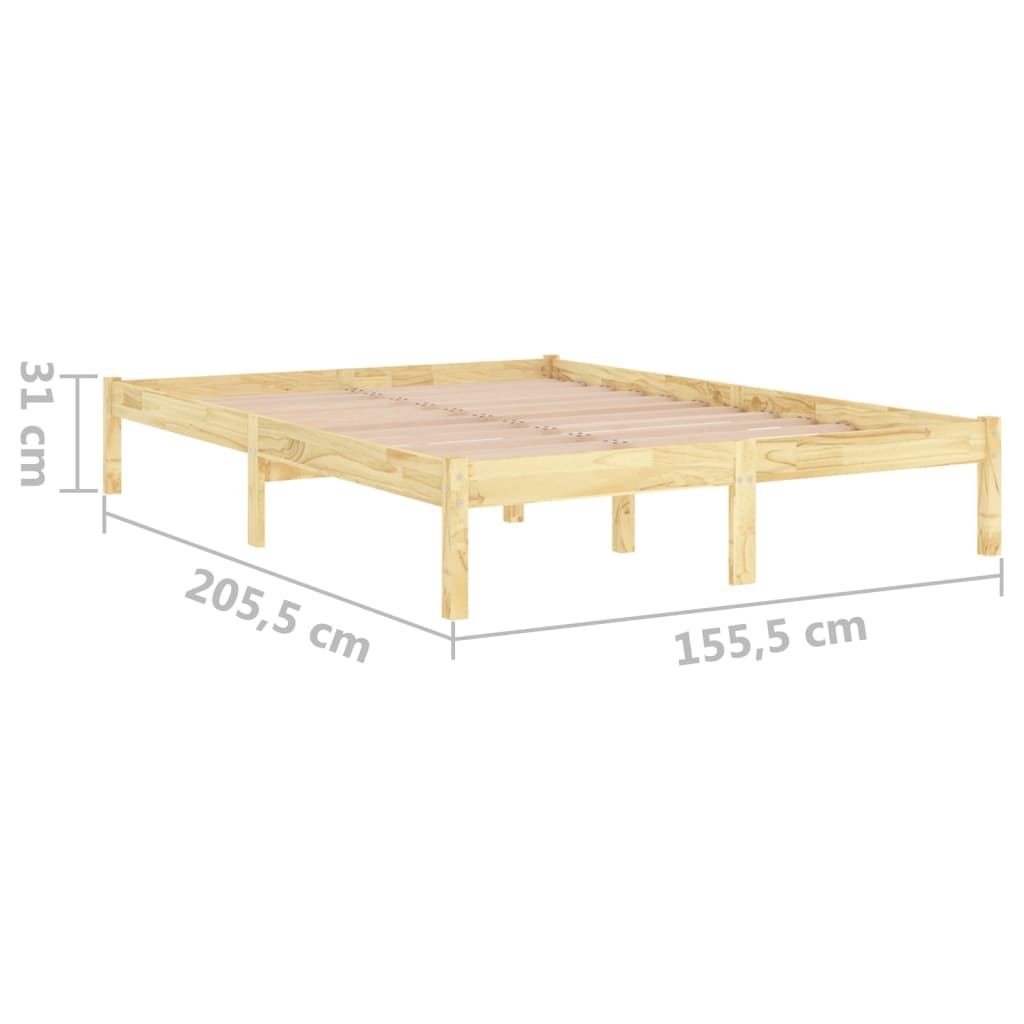 Bed Frame Solid Wood 153X203 Cm Queen Size