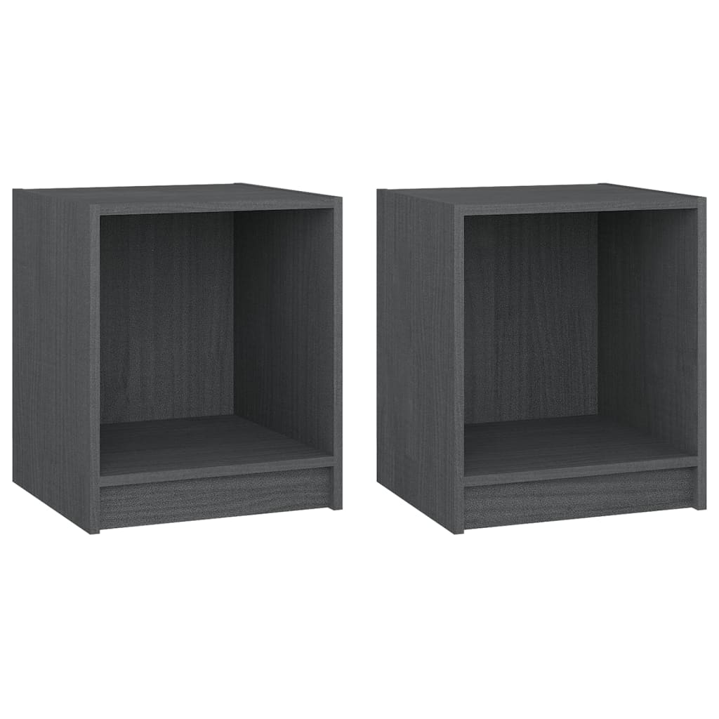 Bedside Cabinets 2 pcs Grey 35.5x33.5x41.5 cm Solid Pinewood