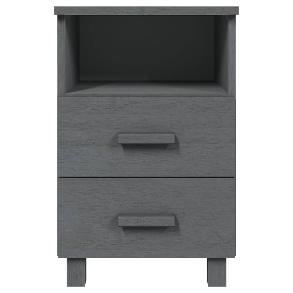 Bedside Cabinets"HAMAR"2 pcs Dark Grey 40x35x62 cm Solid Wood