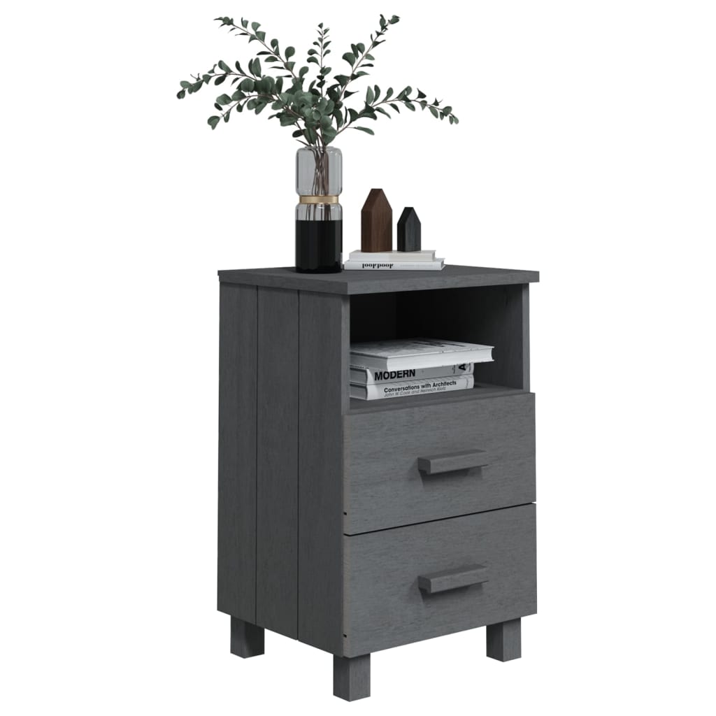 Bedside Cabinets"HAMAR"2 pcs Dark Grey 40x35x62 cm Solid Wood