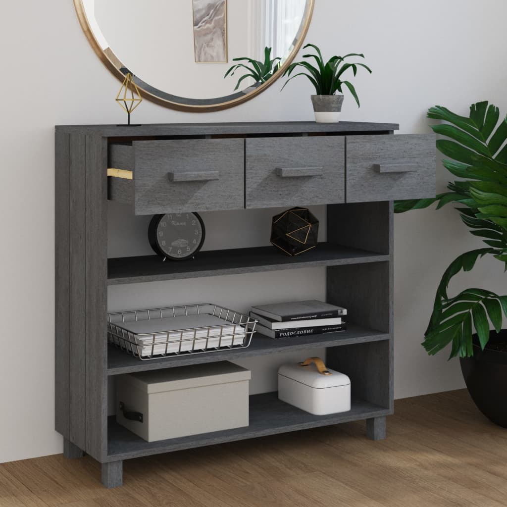 Console Table "HAMAR" Dark Grey 90x35x90 cm Solid Wood Pine