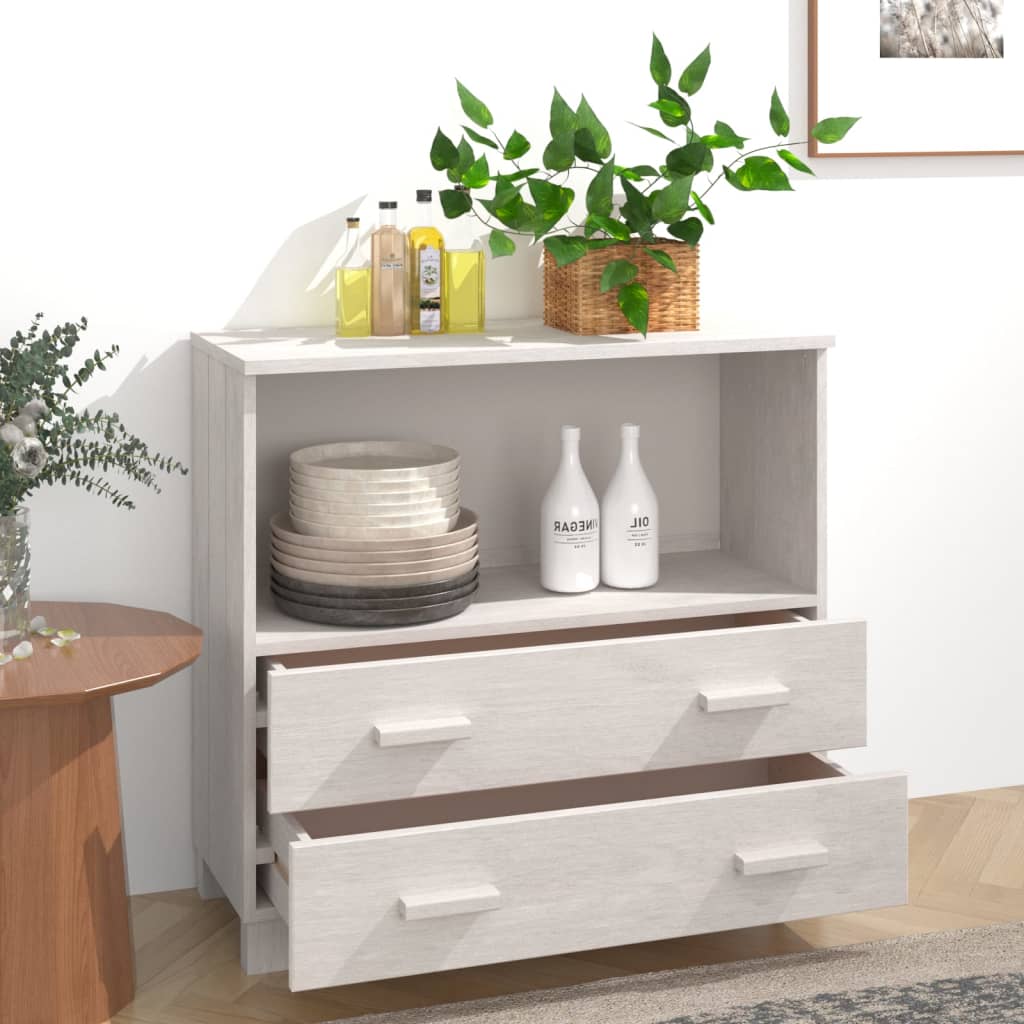 Sideboard &quot;Hamar&quot; White 85X35X80 Cm Solid Wood Pine