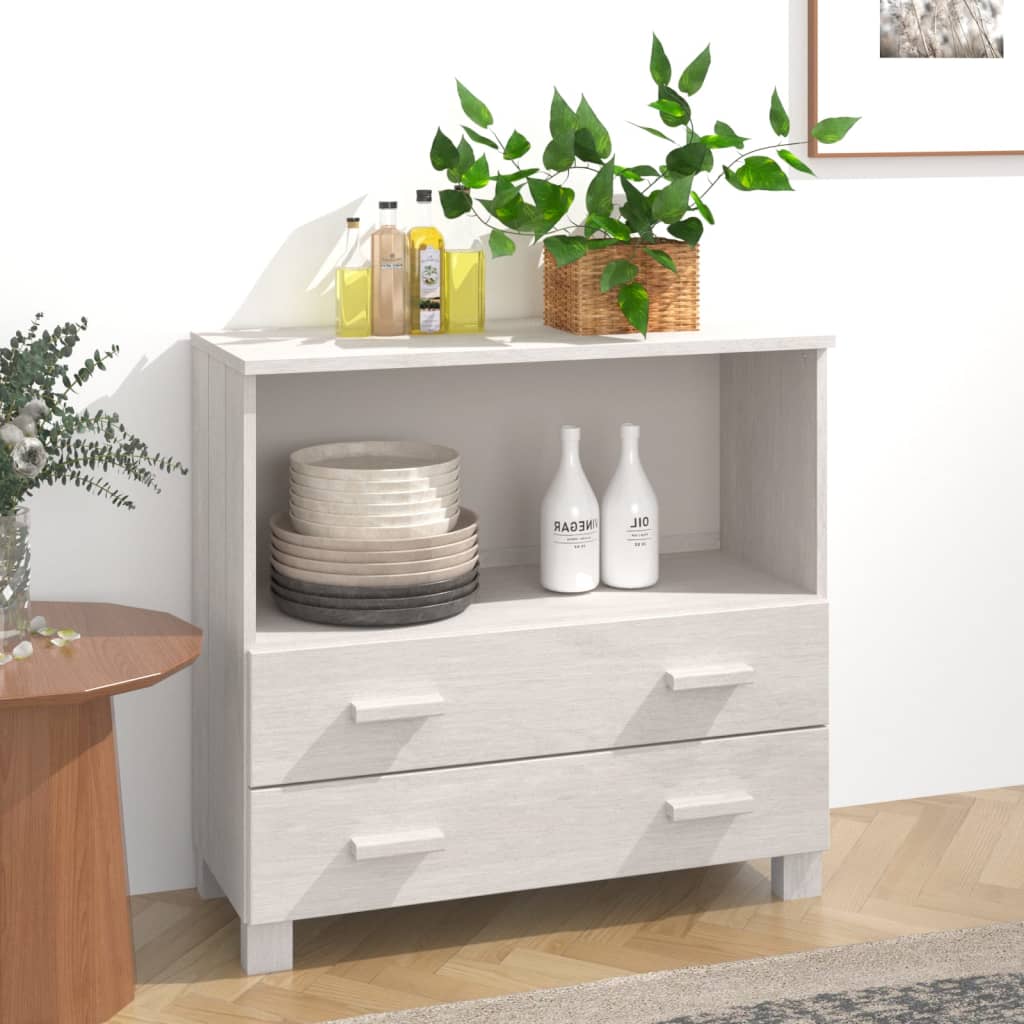 Sideboard &quot;Hamar&quot; White 85X35X80 Cm Solid Wood Pine