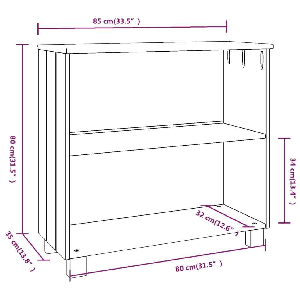 Sideboard &quot;Hamar&quot; 85X35X80 Cm Solid Wood Pine