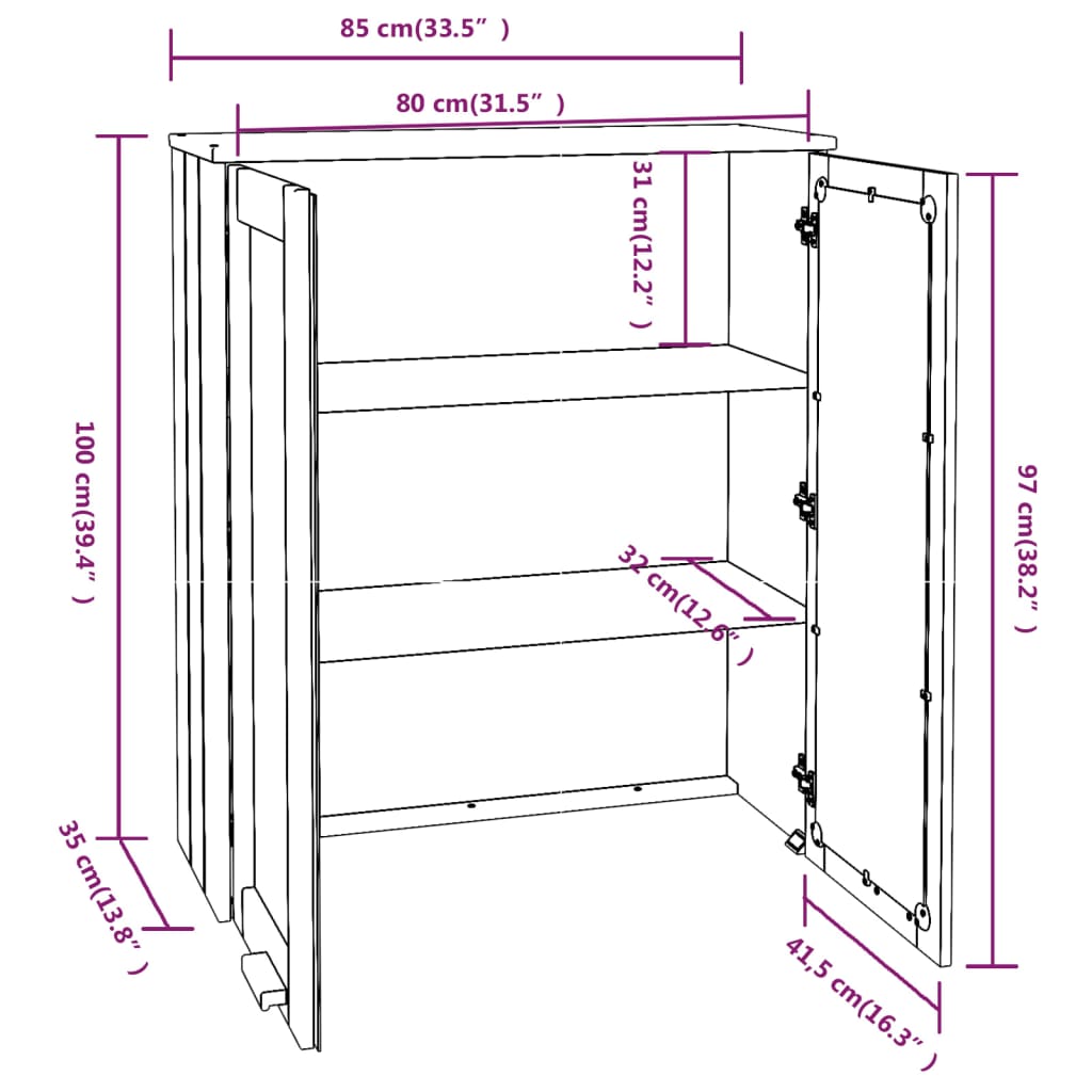 Top For Highboard&quot;Hamar&quot; 85X35X00Cm Solid Wood Pine