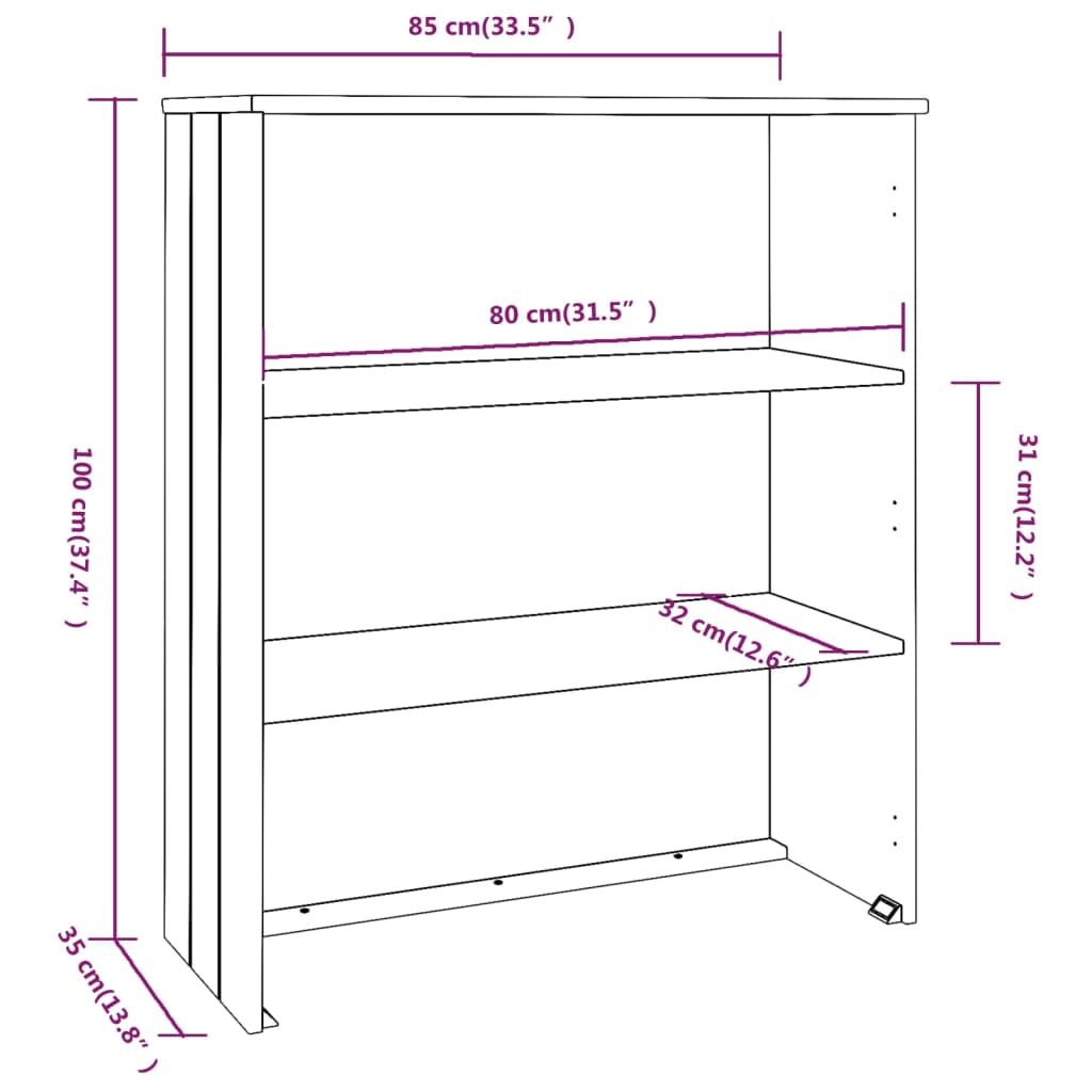 Top For Highboard&quot;Hamar&quot; 85X35X00 Cm Solid Wood Pine