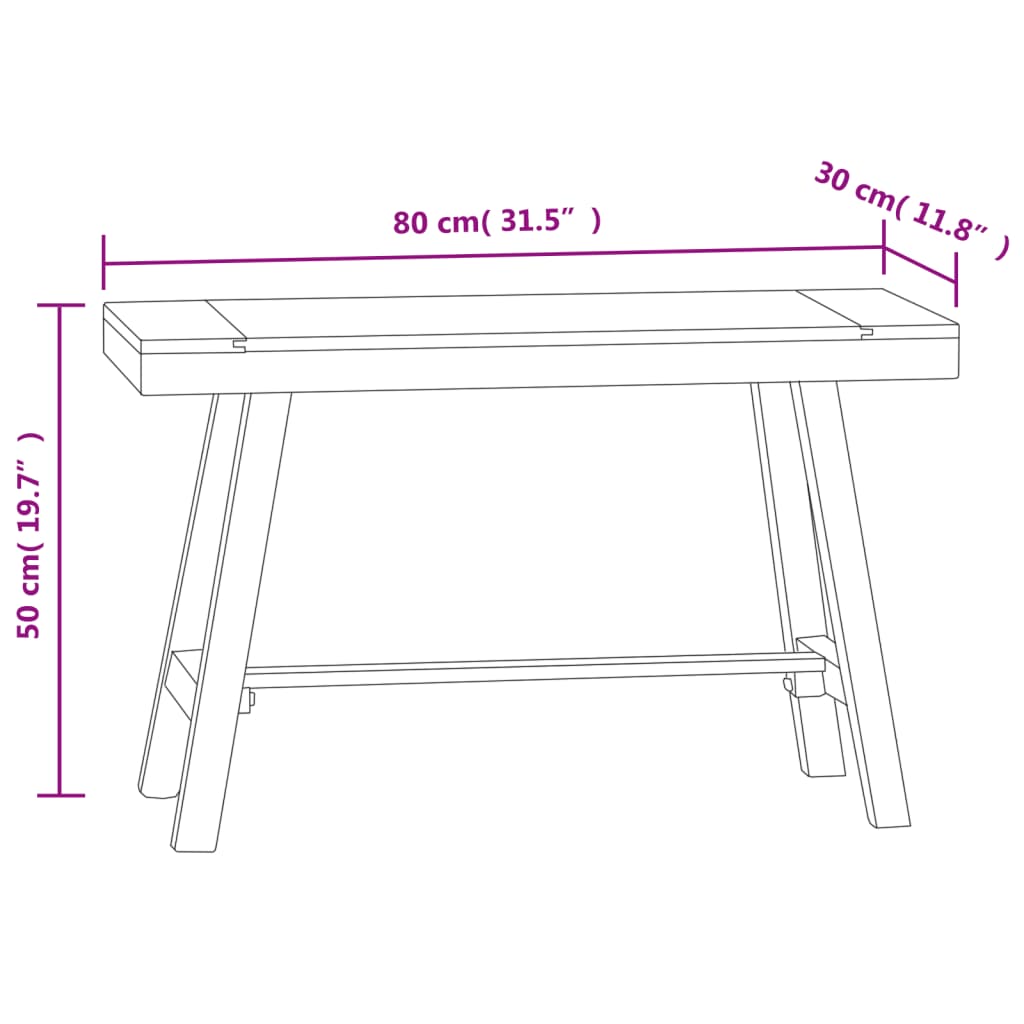 Bench 80 Cm Solid Wood Teak