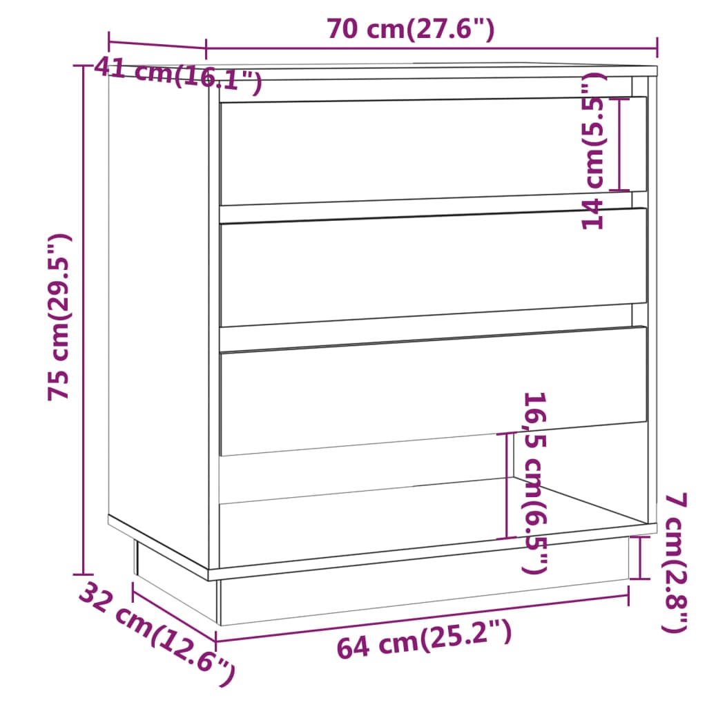 Sideboard White 70x41x75 cm Engineered Wood