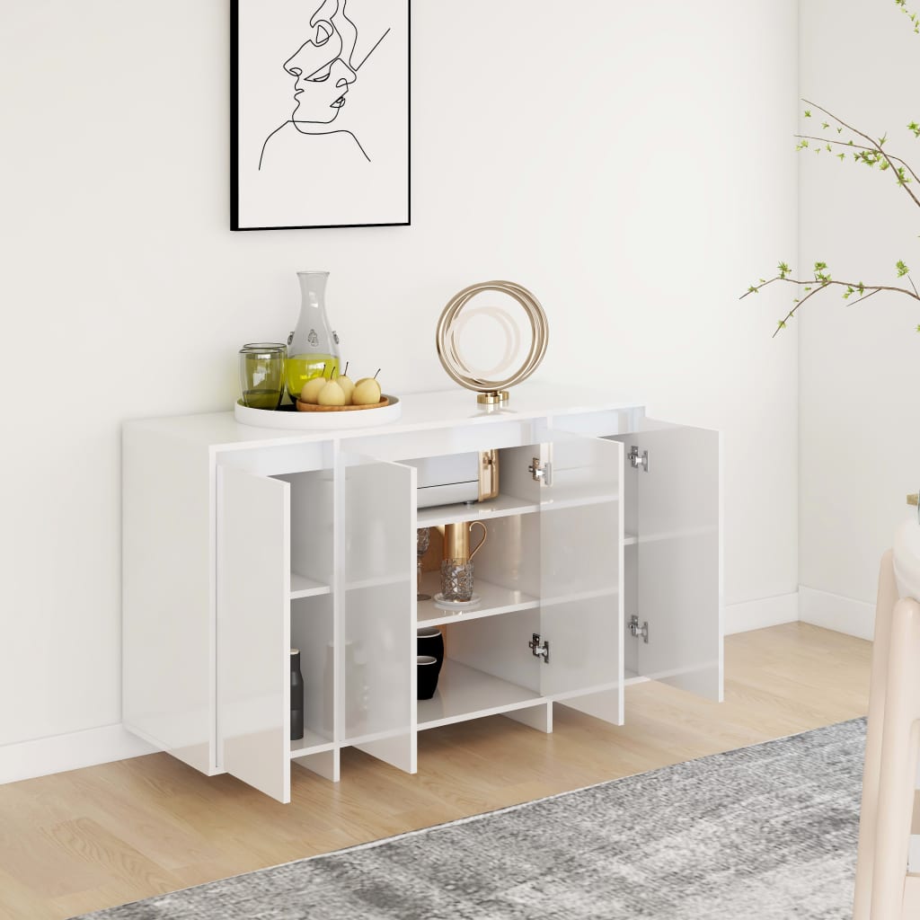 Sideboard High Gloss White 120X41X75 Cm Engineered Wood