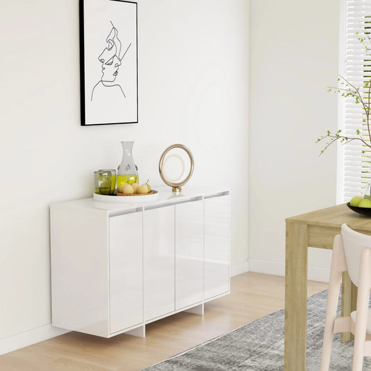 Sideboard High Gloss White 120X41X75 Cm Engineered Wood