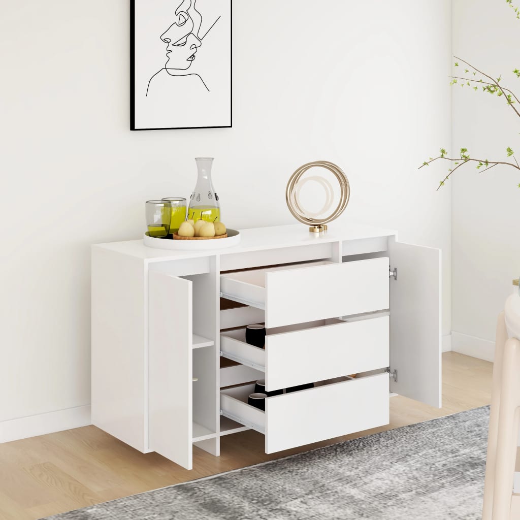 Sideboard with 3 Drawers White 120x41x75 cm Engineered Wood