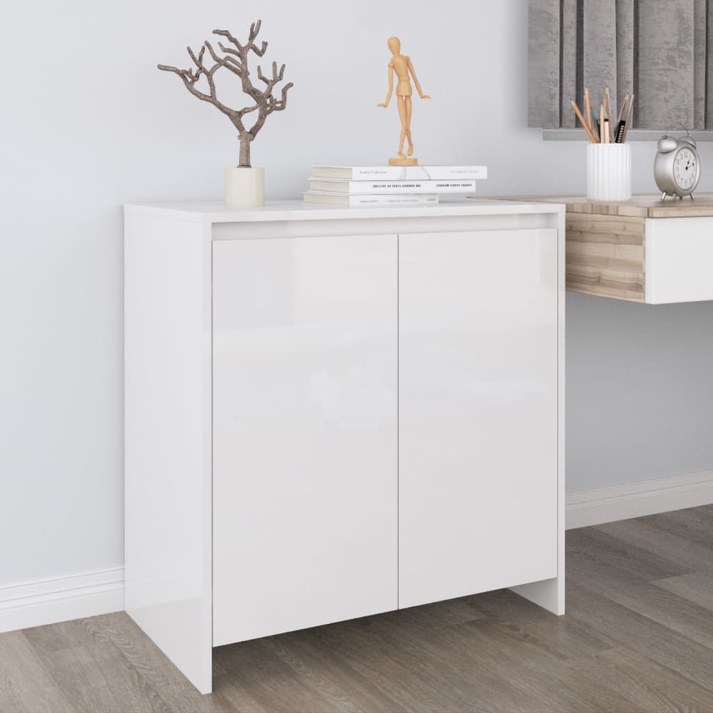 Sideboard High Gloss White 70X41X75 Cm Engineered Wood